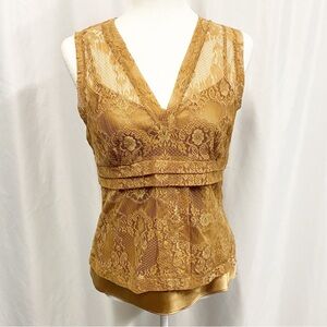 i.e. Gold Lace Sleeveless Blouse With Seperate Gold Satin Camisole